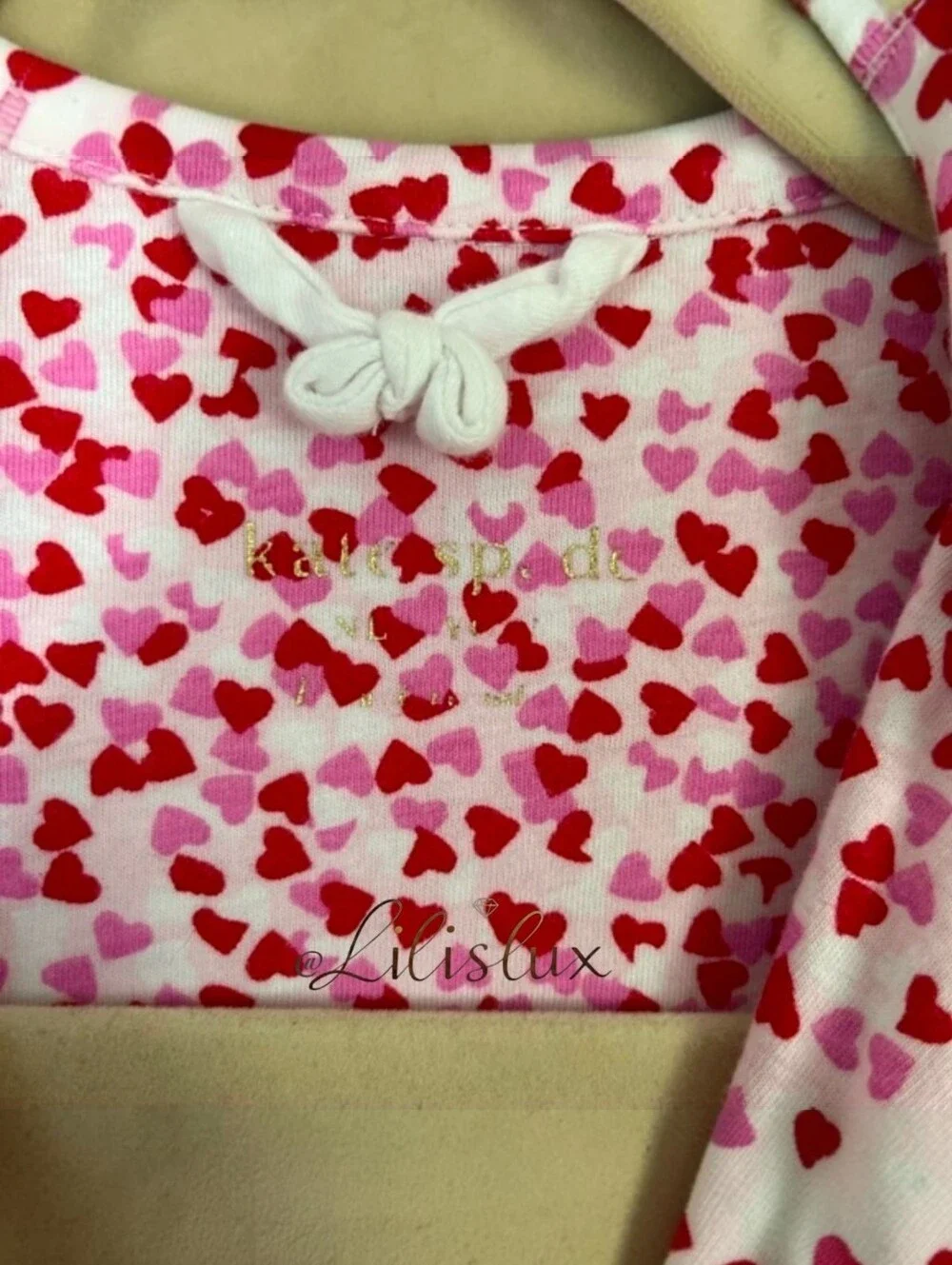 Kate Spade Mini Hearts 2pc Pajama Set Size Large White Pink And Red Modal Blend